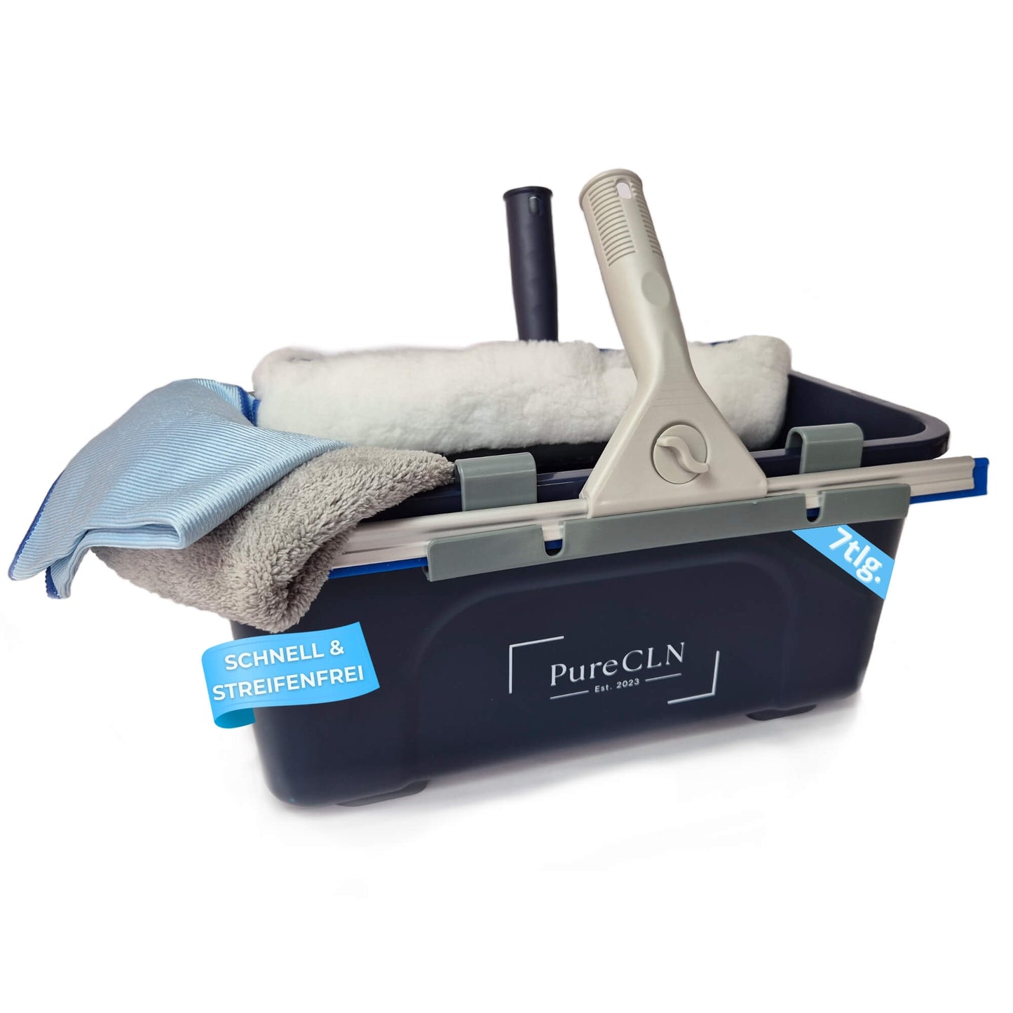 PureCLN Fensterputzer Set Professional 7tlg. mit Halterungen und Mikrofasertüchern