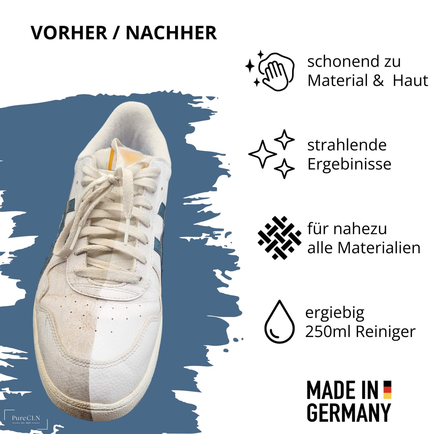 Vorher-Nachher Vergleich: Reinigung mit PureCLN Sneaker Cleaner