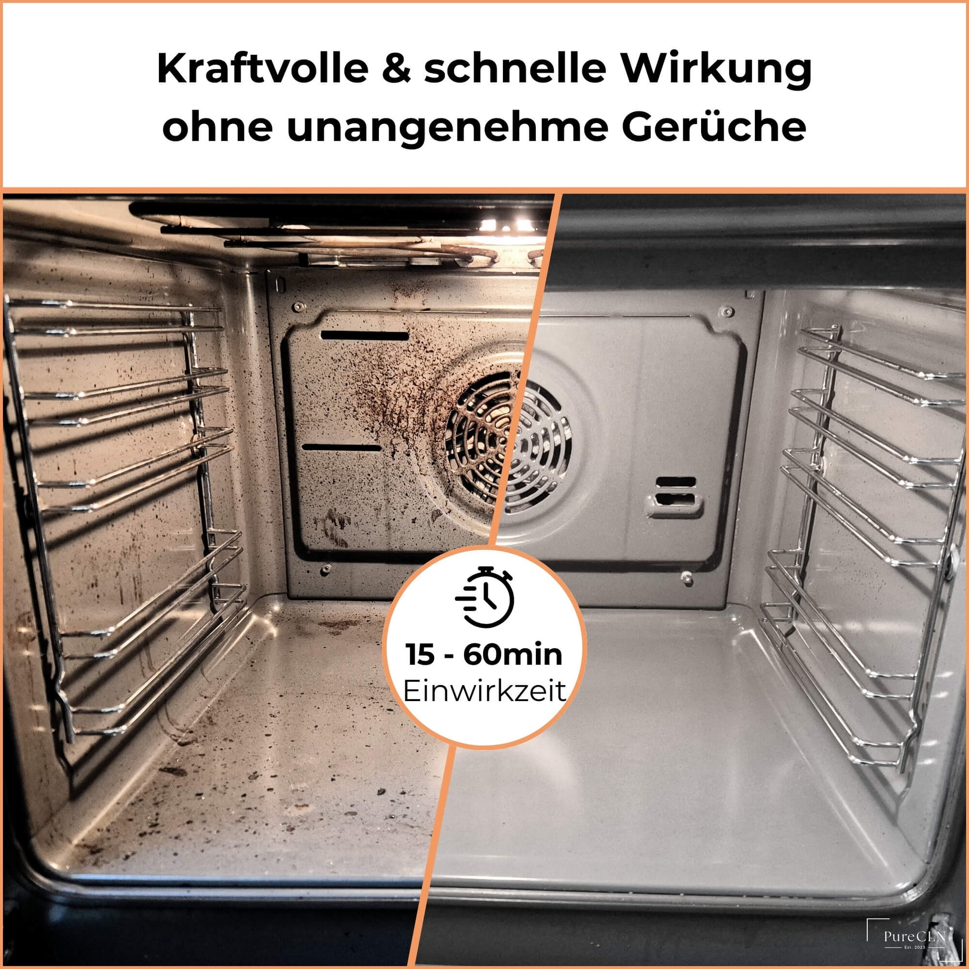Vorher-Nachher Vergleich: Reinigung mit PureCLN Grill- & Backofenreiniger