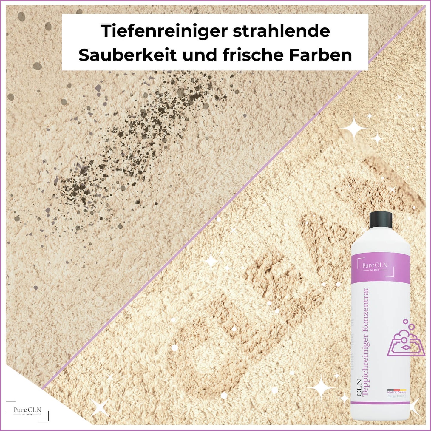 Vorher-Nachher: Fleckenentfernung mit PureCLN Konzentrat