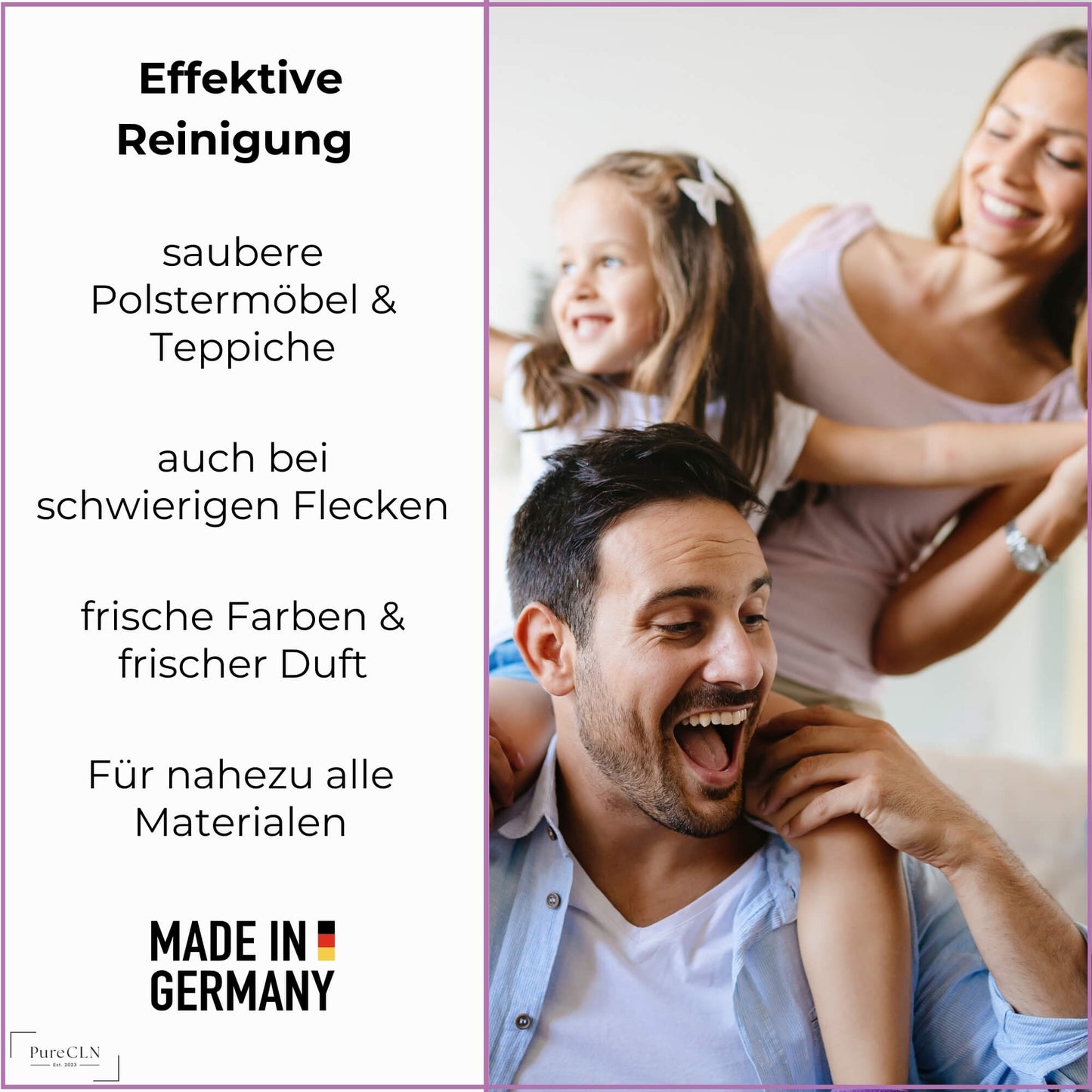 Kind verschüttet Saft auf Sofa – Reinigung mit PureCLN