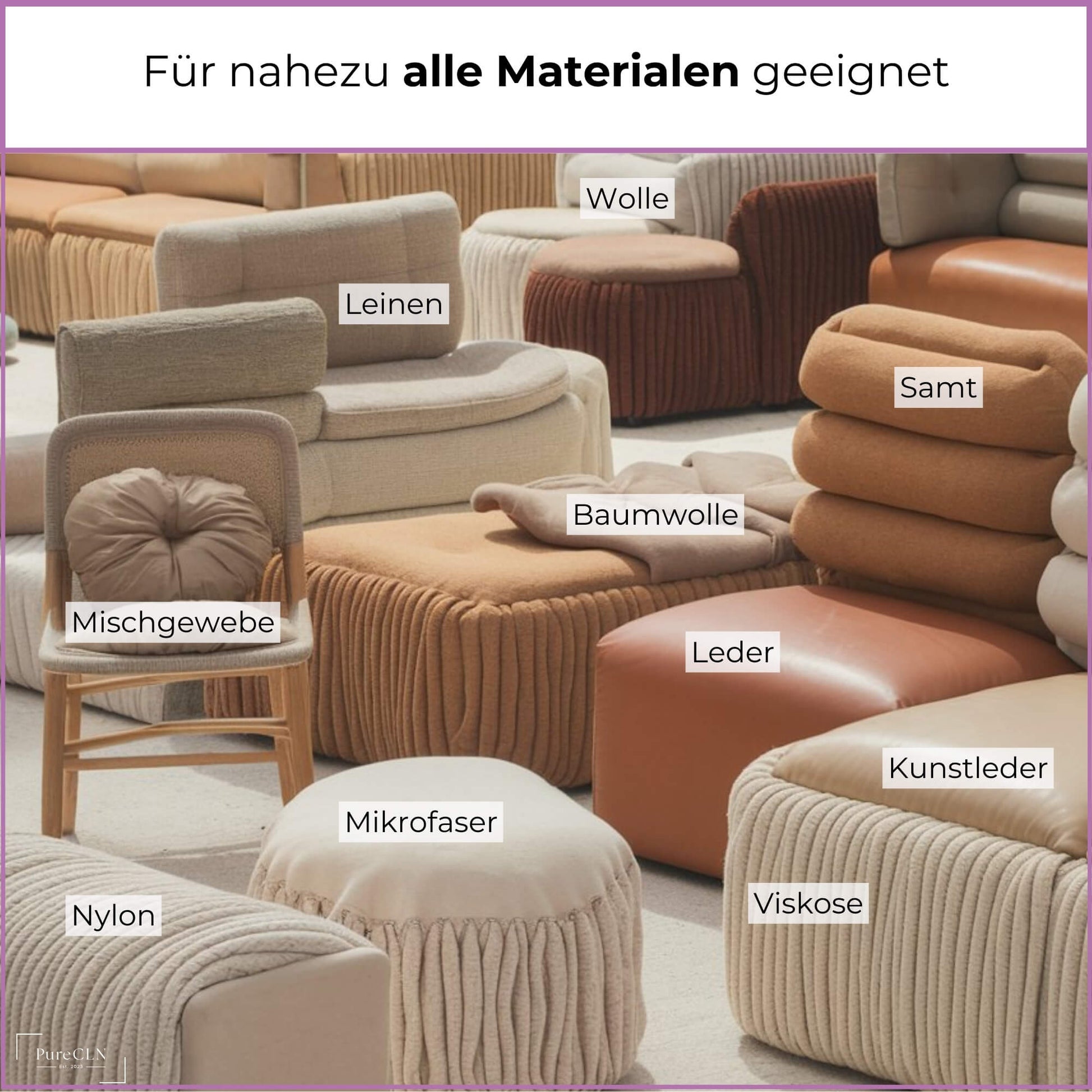 geruchsentfernender Teppichreiniger und Polsterreiniger für viele Materialien und Stoffe